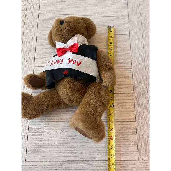 Build a Bear Vintage circa 2003 w/ vest & I love you. Measures approx 16" - Picture 5 of 5